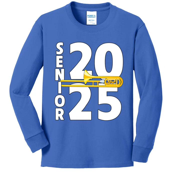 Trombone Player Senior Class Of 2025 Marching Band Student Great Gift Kids Long Sleeve Shirt