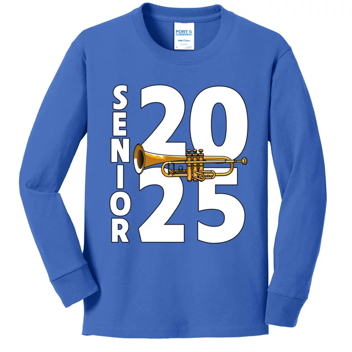 Trumpet Player Senior Class Of 2025 Marching Band Student Gift Kids Long Sleeve Shirt