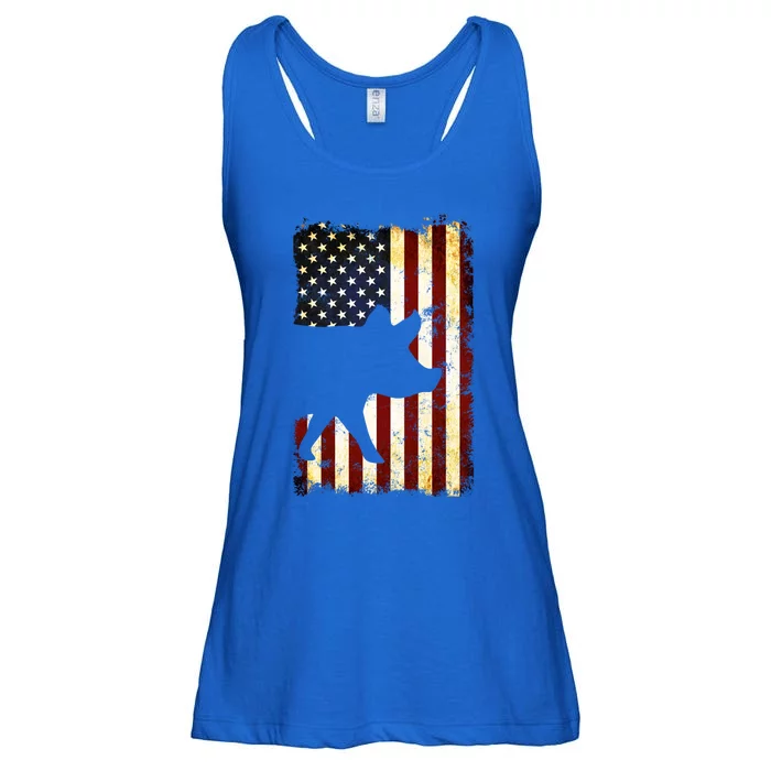 Teacup Pig Silhouette American Flag 4th Of July Gift Ladies Essential Flowy Tank