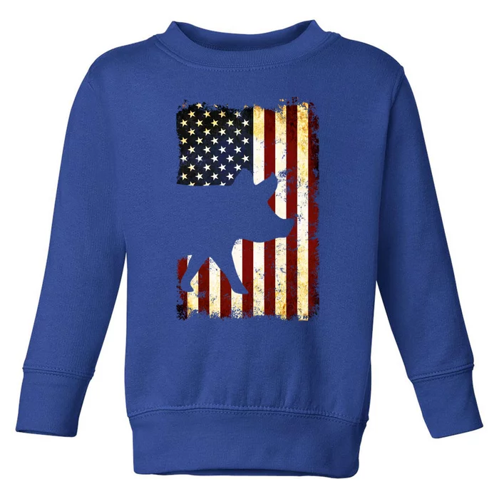 Teacup Pig Silhouette American Flag 4th Of July Gift Toddler Sweatshirt