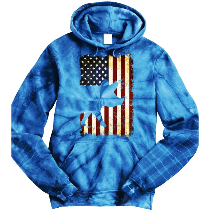 Teacup Pig Silhouette American Flag 4th Of July Gift Tie Dye Hoodie