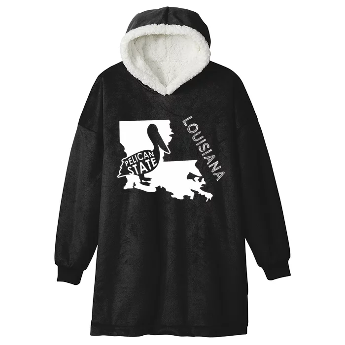 The Pelican State Louisiana Map Outline Graphic Pride Gift Hooded Wearable Blanket