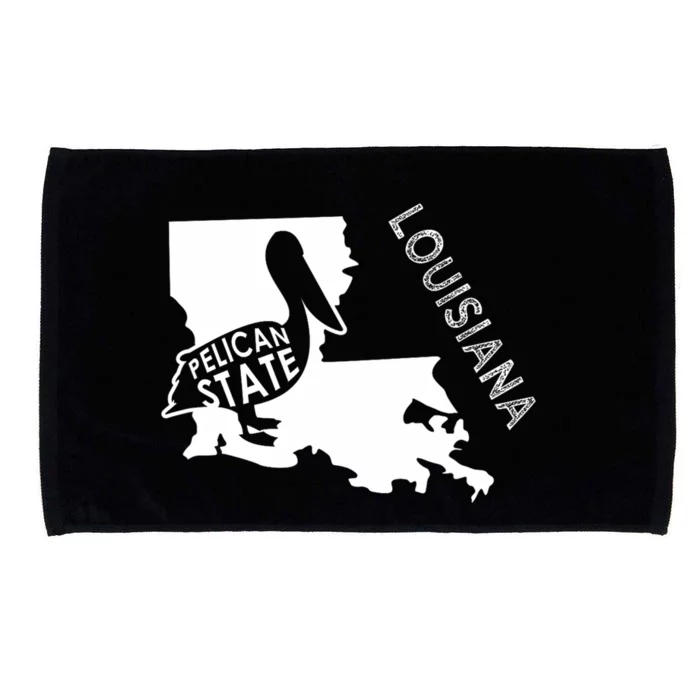 The Pelican State Louisiana Map Outline Graphic Pride Gift Microfiber Hand Towel