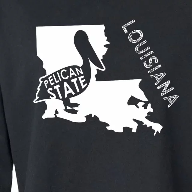 The Pelican State Louisiana Map Outline Graphic Pride Gift Cropped Pullover Crew