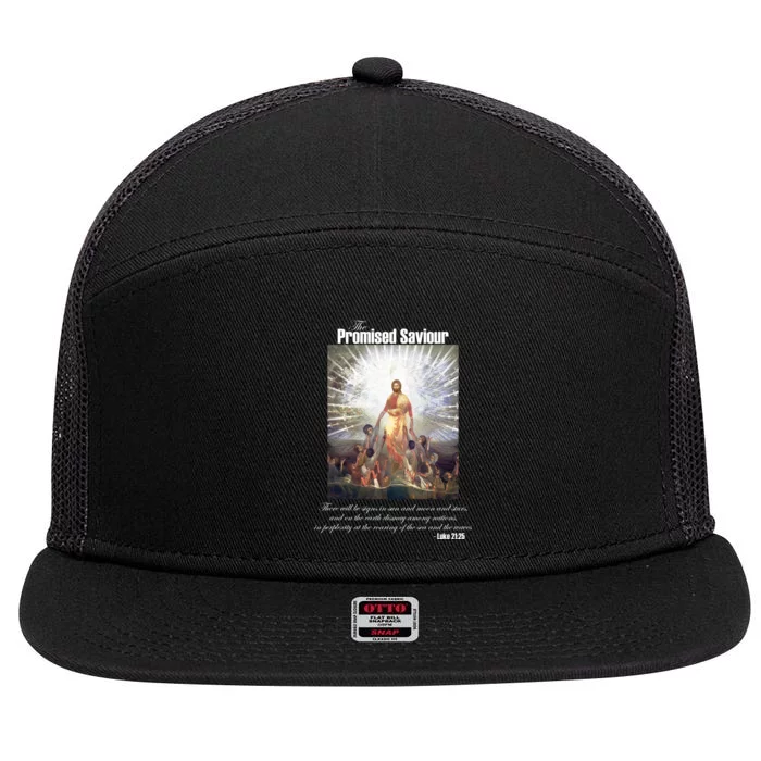 The Promised Saviour Luke Bible Quote Jesus Pray For Peace 7 Panel Mesh Trucker Snapback Hat