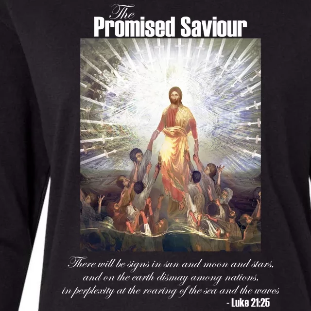 The Promised Saviour Luke Bible Quote Jesus Pray For Peace Womens Cotton Relaxed Long Sleeve T-Shirt