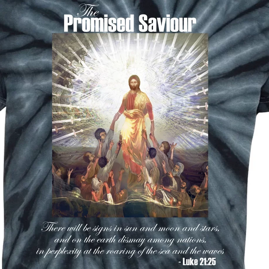 The Promised Saviour Luke Bible Quote Jesus Pray For Peace Kids Tie-Dye T-Shirt