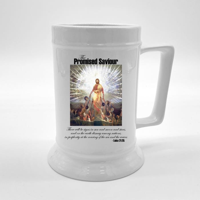 The Promised Saviour Luke Bible Quote Jesus Pray For Peace Front & Back Beer Stein