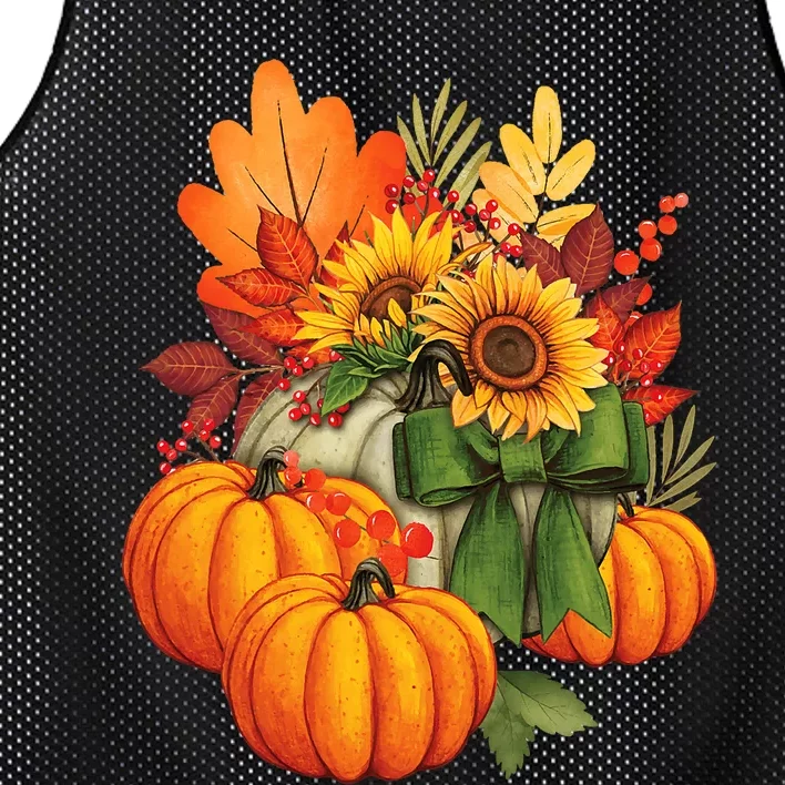 Thanksgiving Pumpkin Sunflower Fall Autumn Holiday Mesh Reversible Basketball Jersey Tank