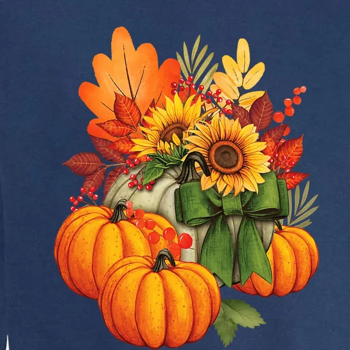 Thanksgiving Pumpkin Sunflower Fall Autumn Holiday Garment-Dyed Sweatshirt