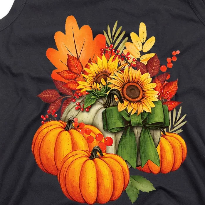 Thanksgiving Pumpkin Sunflower Fall Autumn Holiday Tank Top