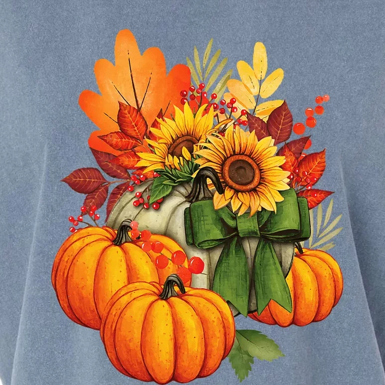 Thanksgiving Pumpkin Sunflower Fall Autumn Holiday Garment-Dyed Women's Muscle Tee