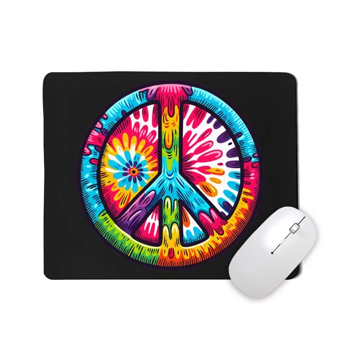 Tiedye Peace Sign Hippie Mousepad