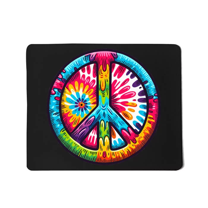 Tiedye Peace Sign Hippie Mousepad