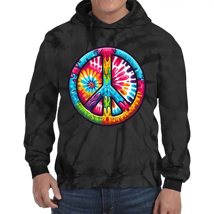 Tiedye Peace Sign Hippie Tie Dye Hoodie