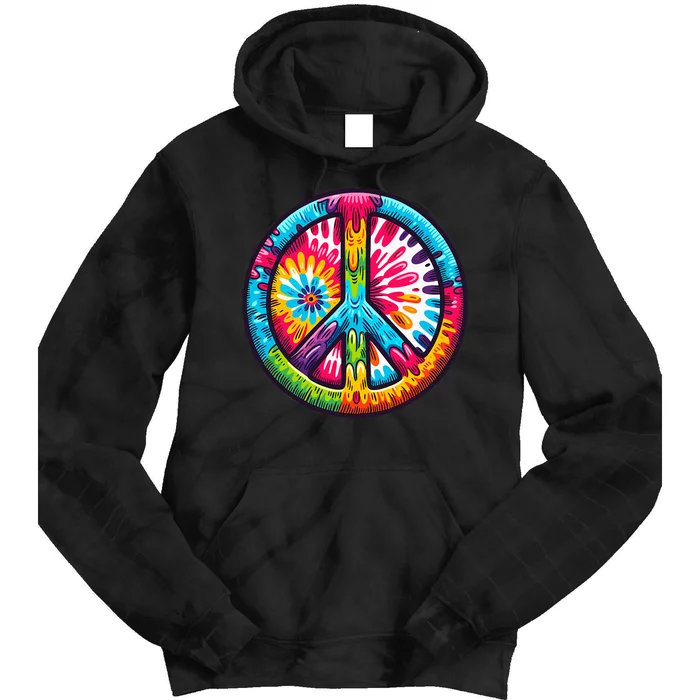 Tiedye Peace Sign Hippie Tie Dye Hoodie