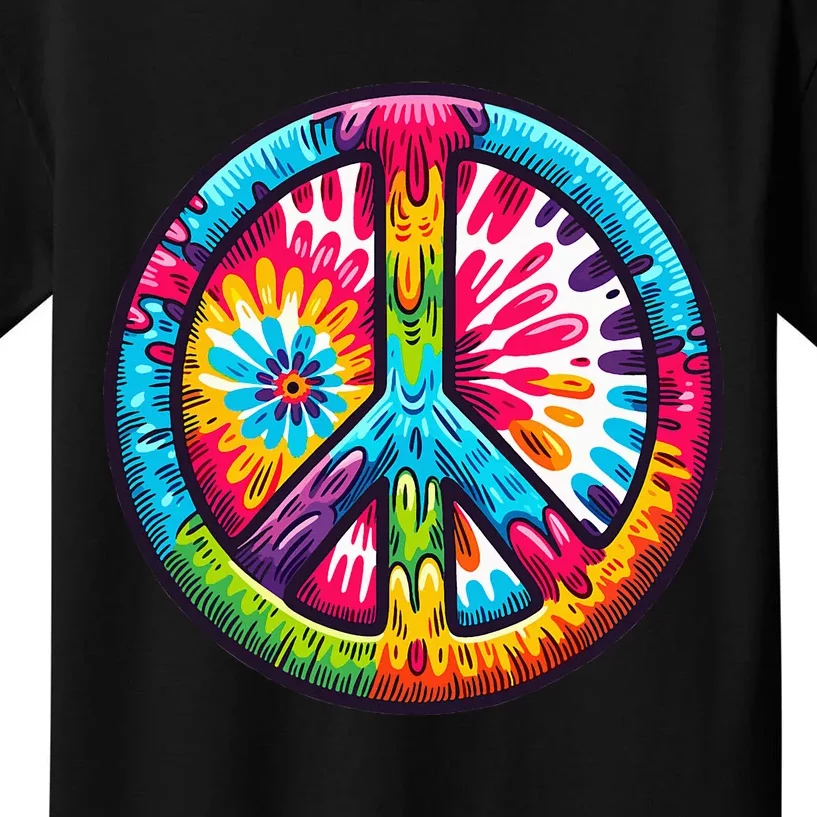 Tiedye Peace Sign Hippie Kids T-Shirt