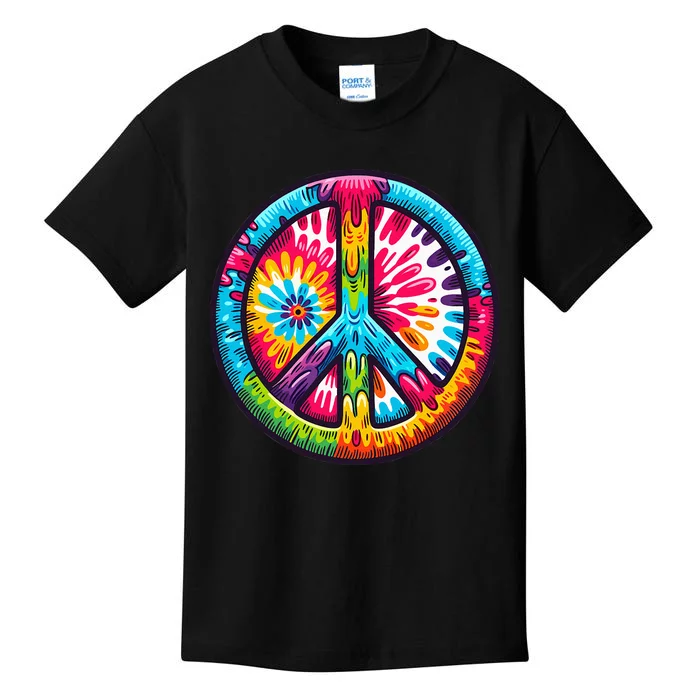 Tiedye Peace Sign Hippie Kids T-Shirt