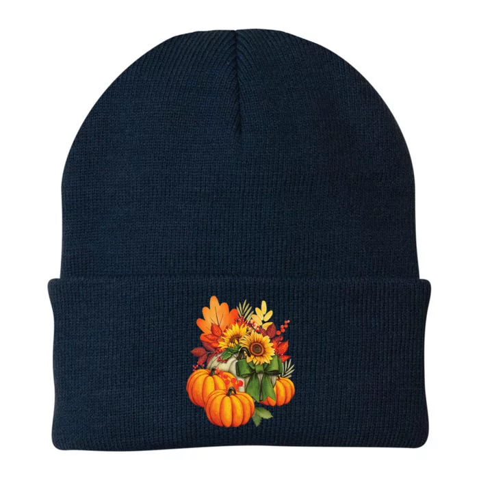 Thanksgiving Pumpkin Sunflower Fall Autumn Holiday Knit Cap Winter Beanie