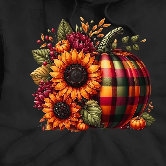 Thanksgiving Pumpkin Sunflower Fall Autumn Holiday Funny Tie Dye Hoodie