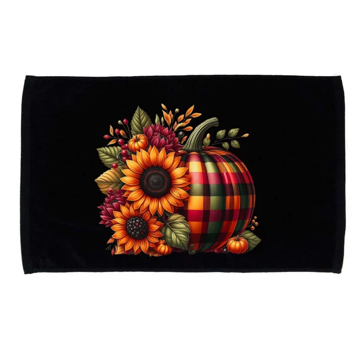 Thanksgiving Pumpkin Sunflower Fall Autumn Holiday Funny Microfiber Hand Towel