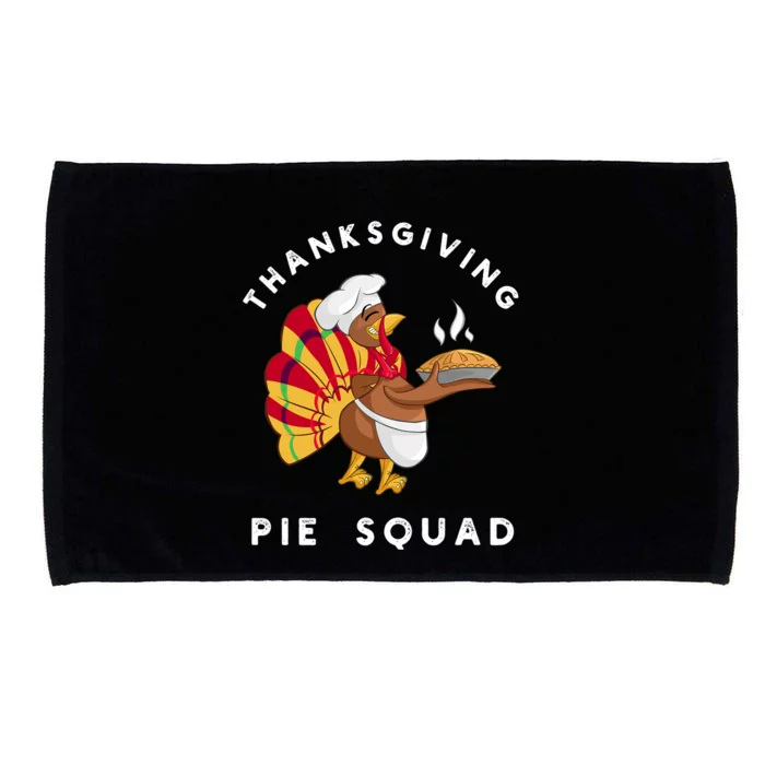 Thanksgiving Pie Squad Cartoon Turkey Holding Baked Goods Gift Microfiber Hand Towel