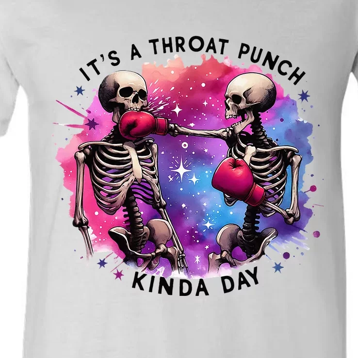 Throat Punch Skeletons Funny Boxing Day V-Neck T-Shirt