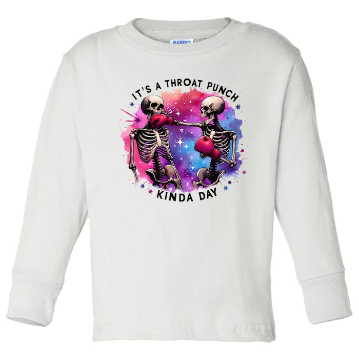 Throat Punch Skeletons Funny Boxing Day Toddler Long Sleeve Shirt