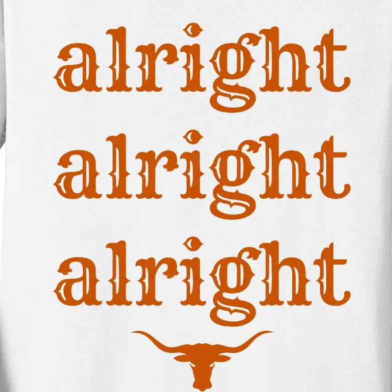 Texas Pride State Usa Alright Alright Alright Texas Longhorn Kids Long Sleeve Shirt