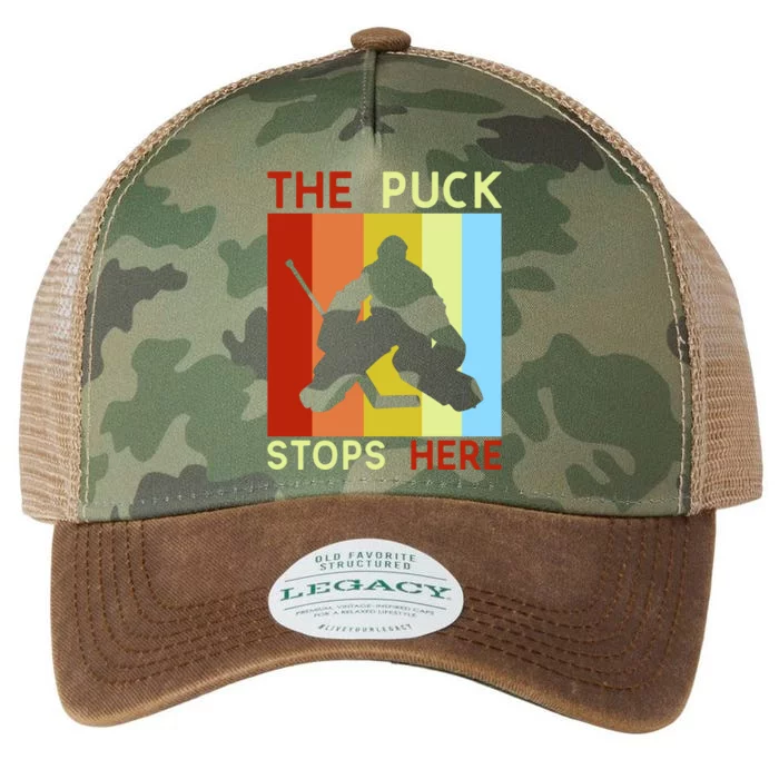 The Puck Stops Here Funny Hockey Goalie Legacy Tie Dye Trucker Hat