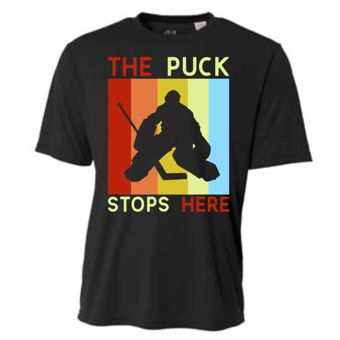 The Puck Stops Here Funny Hockey Goalie Cooling Performance Crew T-Shirt