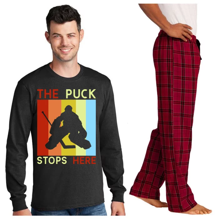 The Puck Stops Here Funny Hockey Goalie Long Sleeve Pajama Set