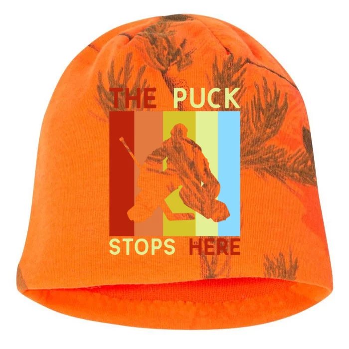 The Puck Stops Here Funny Hockey Goalie Kati - Camo Knit Beanie