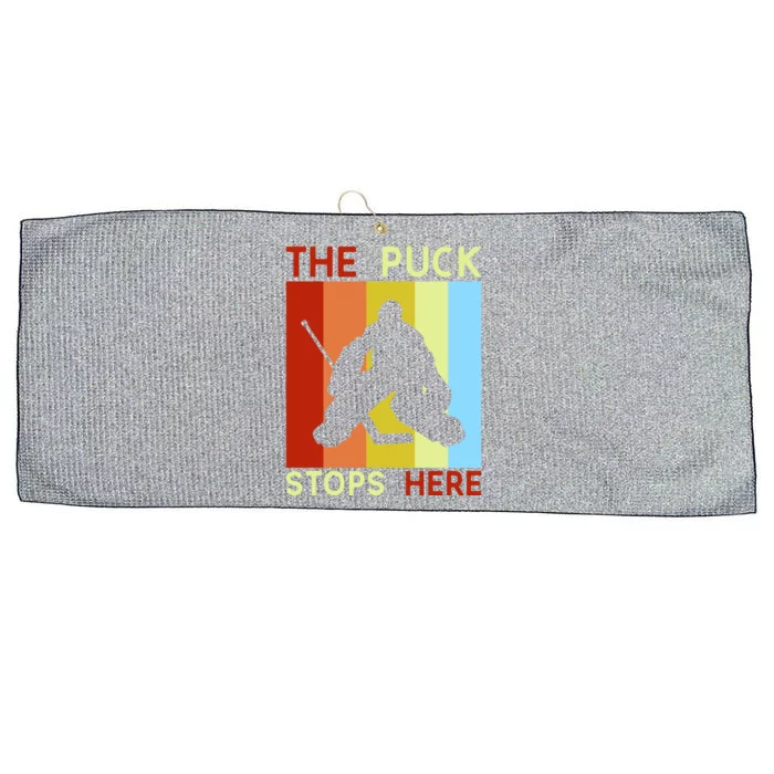 The Puck Stops Here Funny Hockey Goalie Large Microfiber Waffle Golf Towel