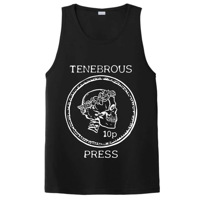 Tenebrous Press Skull & Laurel Straight Cut Hooded Performance Tank