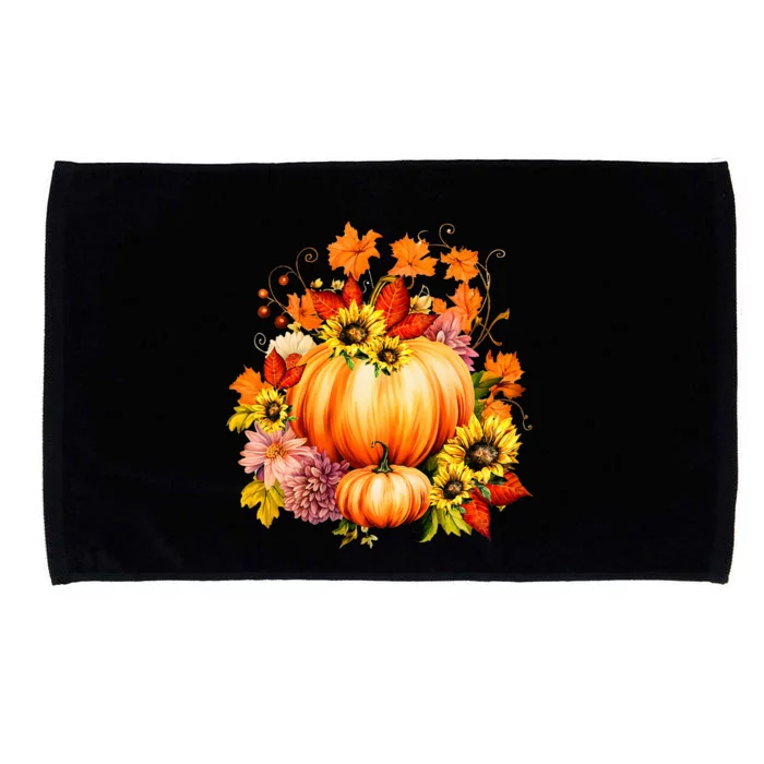 Thanksgiving Pumpkin Sunflower Fall Autumn Holiday Microfiber Hand Towel