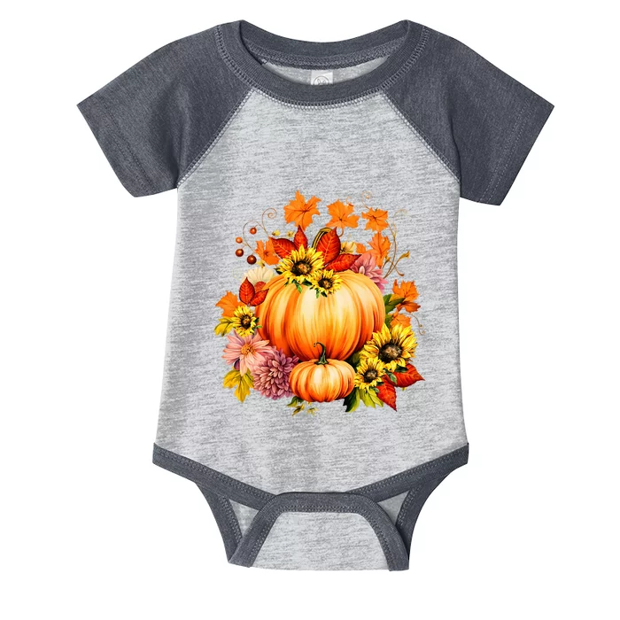 Thanksgiving Pumpkin Sunflower Fall Autumn Holiday Infant Baby Jersey Bodysuit