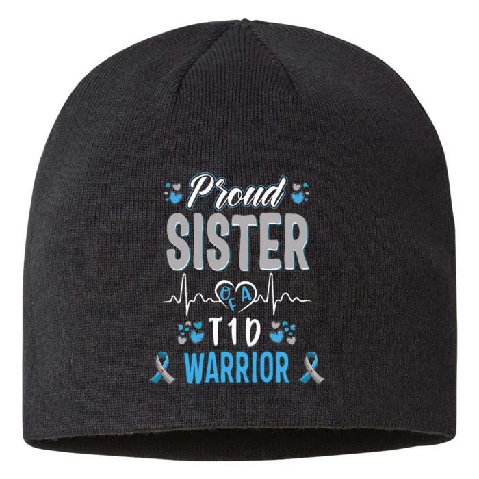 T1D proud sister Diabetes awareness Type 1 Pancreas Insulin 8 1/2in Sustainable Knit Beanie