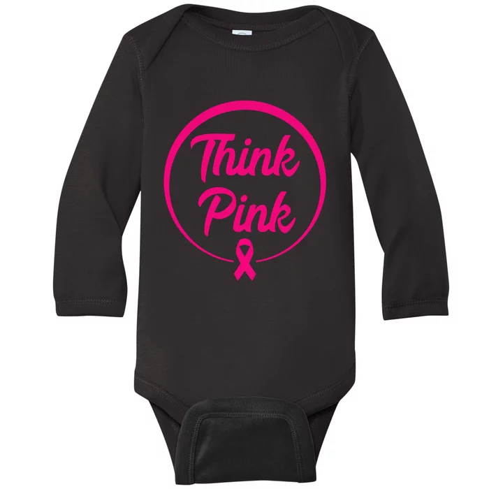 Think Pink Shirt Breast Cancer Awareness Long Sleeve Baby Long Sleeve Bodysuit