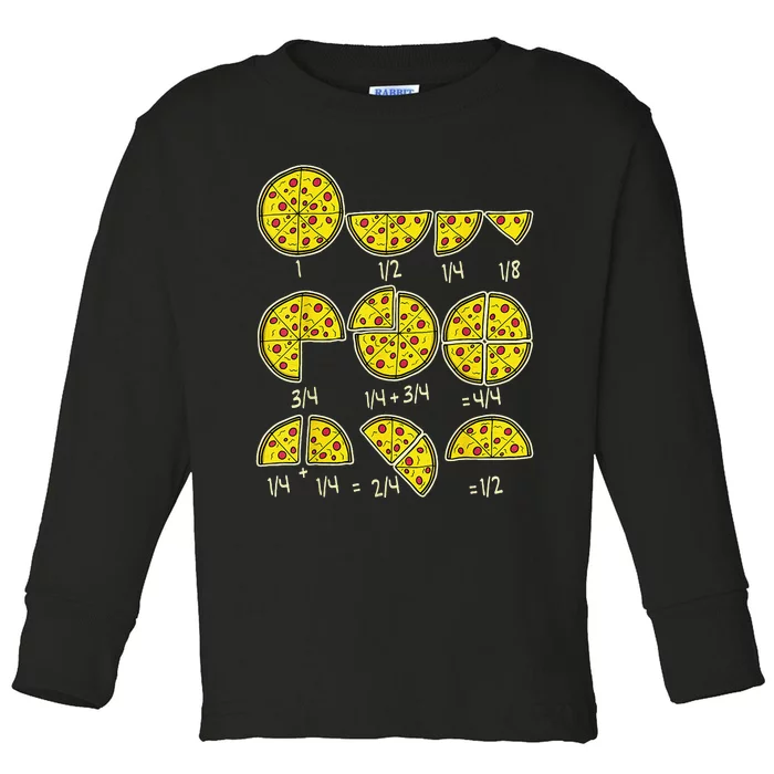 Teachers Pizza Salami Cheese Quick Math Fractions Toddler Long Sleeve Shirt