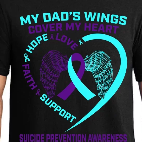 Teal Purple Suicide Prevention Awareness Dad Father Wings Gift Pajama Set