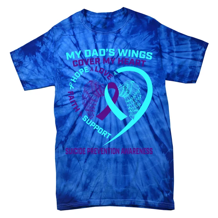 Teal Purple Suicide Prevention Awareness Dad Father Wings Gift Tie-Dye T-Shirt