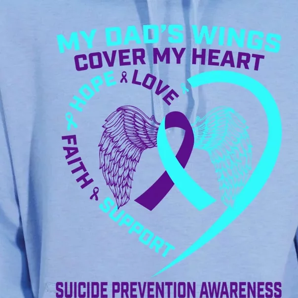 Teal Purple Suicide Prevention Awareness Dad Father Wings Gift Unisex Surf Hoodie