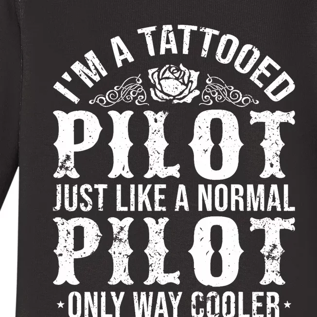 Tattooed Pilot Baby Long Sleeve Bodysuit