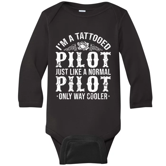 Tattooed Pilot Baby Long Sleeve Bodysuit