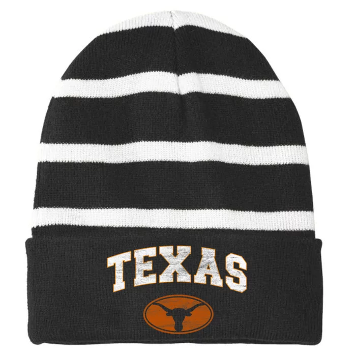 Texas Proud Texans Distressed Striped Beanie with Solid Band