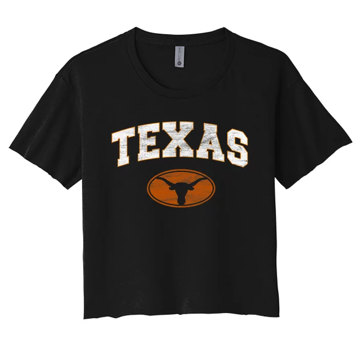 Texas Proud Texans Distressed Women's Crop Top Tee