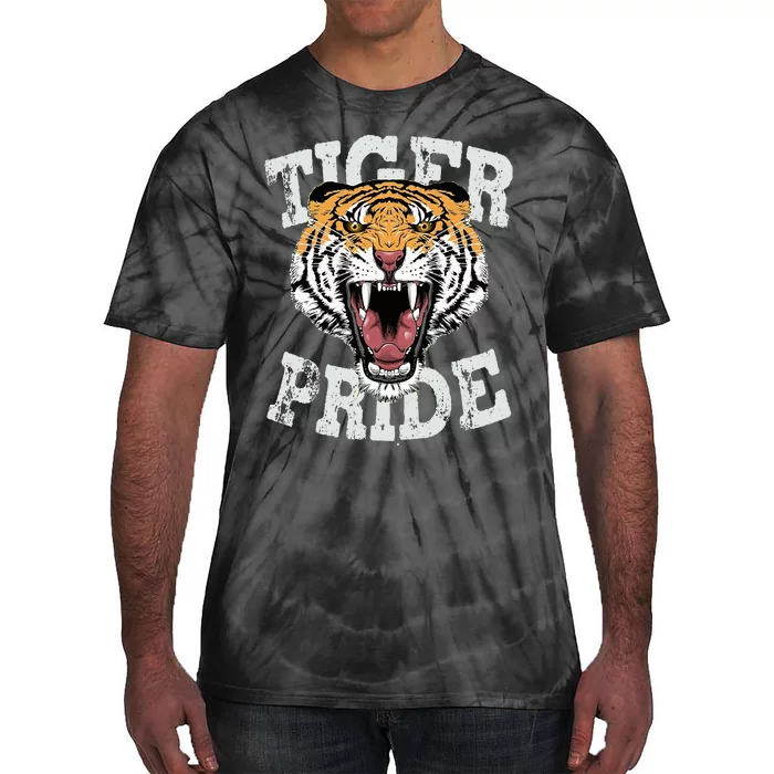 Tiger Pride Tiger Mascot Vintage School Sports Team Football Tie-Dye T-Shirt