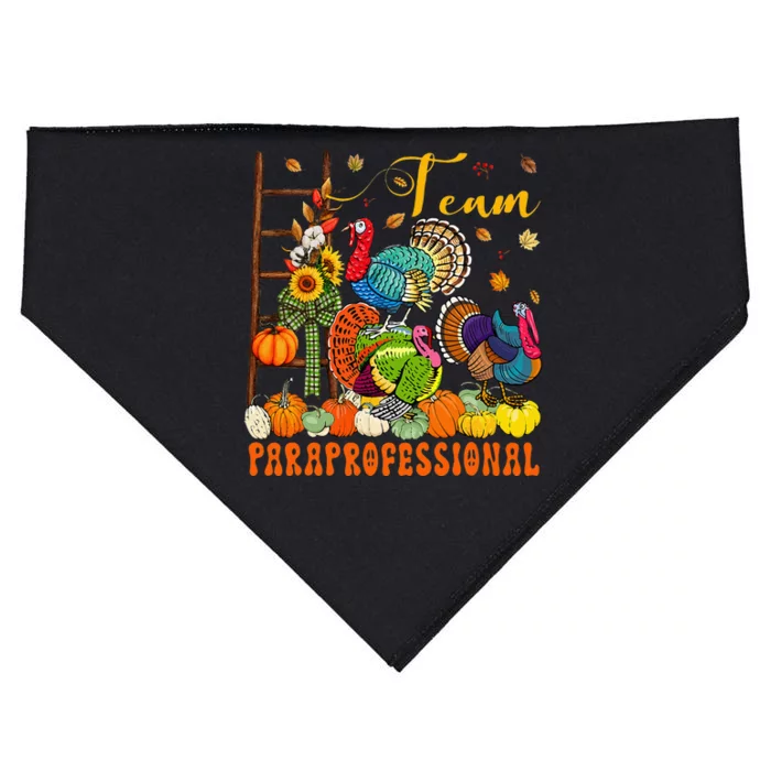 Team Paraprofessional Three Thanksgiving Turkeys Pumpkins USA-Made Doggie Bandana