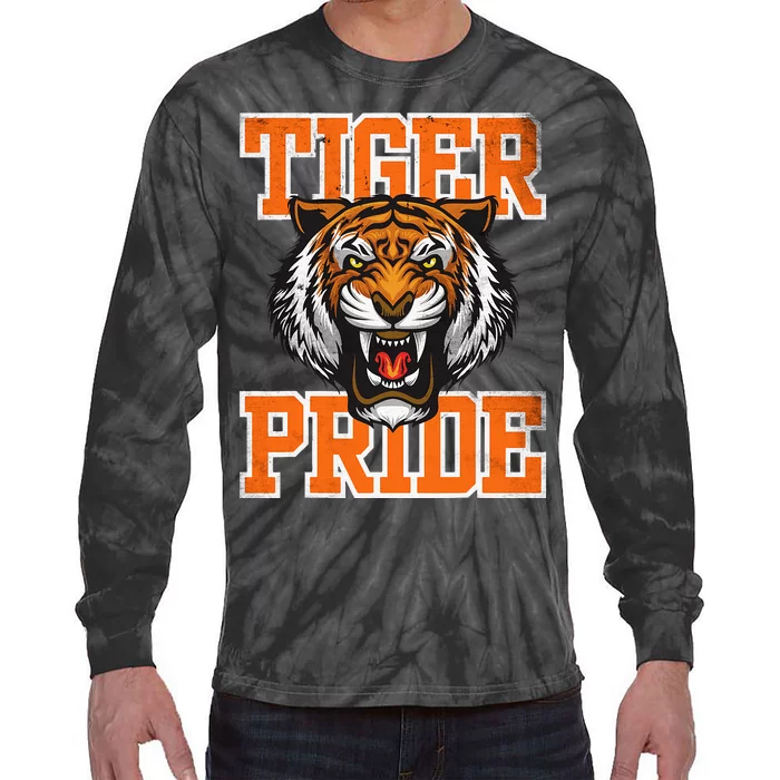 Tiger Pride Tiger Mascot School Sports Team Tie-Dye Long Sleeve Shirt